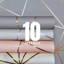 Papel De Parede Zara Lavável Cinza Rosê Dourado Quarto 10m