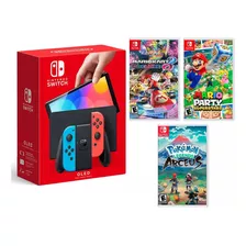 Nintendo Switch Oled Neon + 3 Juegos A Eleccion