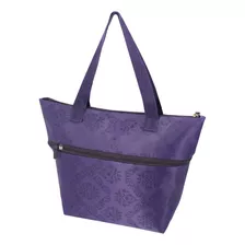 Bolsa Expansivel Tam. P Damasco Roxo Jacki Design 2 Em 1