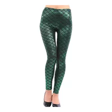 Leggins Metalico Estilo Sirena Brilloso Pantalones Mujer 