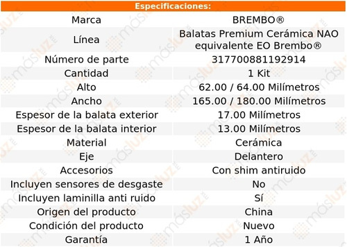 Balatas Cermicas Delanteras Ramcharger 1984/1993 Brembo Foto 3