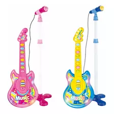 2 Guitarras Musicais Brinquedo Conecta Celular Som Luz Mic.