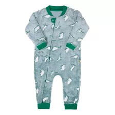 Macacão Infantil Dino Verde Brilha No Escuro Verde Em Fleece