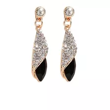 Par Aretes Elegantes Largos Con Borla De Cristal Gota D Agua