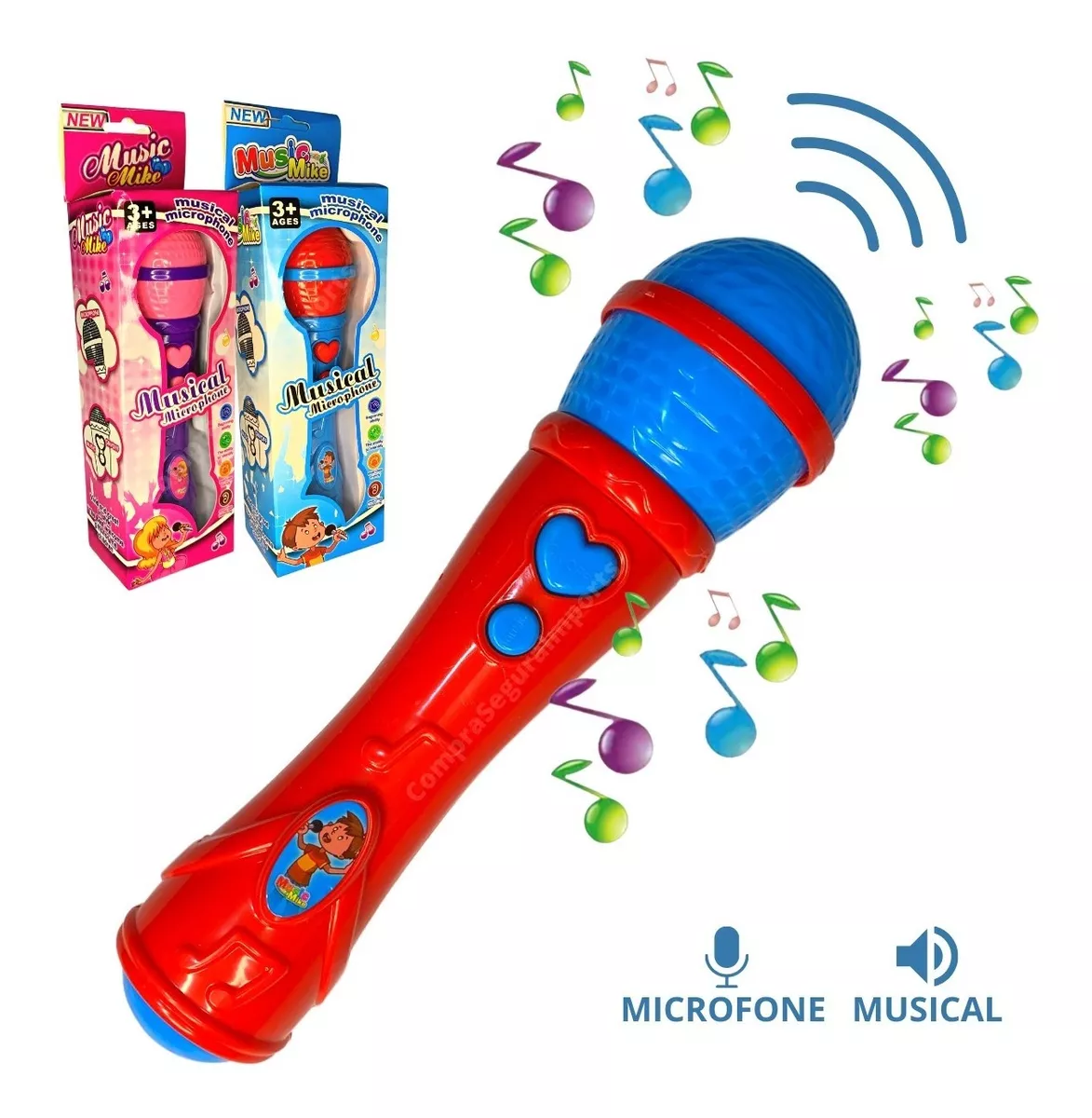 Microfone Infantil Musical Sai A Voz De Verdade Brinquedo