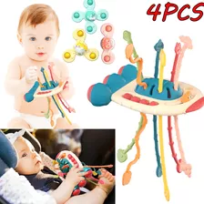 Brinquedo Sensorial De Bebê 4 Em 1 Com Cordão Montessori