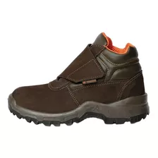 Bota De Couro Nobuck Velcro Vitoria Sra Marrom Delta Plus