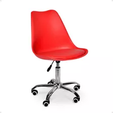 Cadeira De Escritório Leda Giratória Com Regulagem De Altura Cor Vermelho Material Do Estofamento Polipropileno/couro Sintético