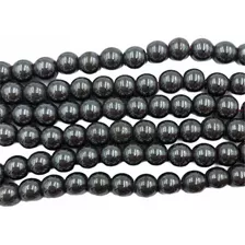 Bola Conta Pedra Hematita 6mm +- 70pçs P/ Terços E Pulseiras