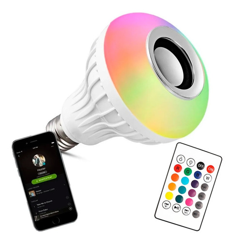 Lampara Luz Led Rgb Parlante Bluetooth 220v Control Remoto