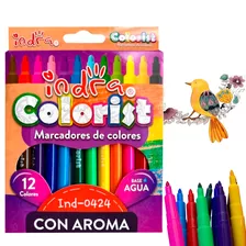 Plumones Marcadores De Agua Indra Niños Aroma Frutales 12pzs