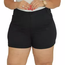 Shorts Feminino Pluz Size Sarja Curto Com Elastano Verão