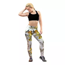 Leggin Dama Sublimado Licra Árboles Dorados Gym Bi-estrech