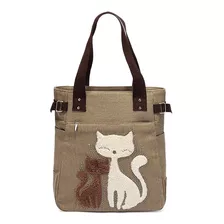 Bolso Bandolera De Lona Para Mujer Con Lindo Gato Pequeño