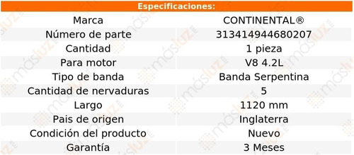 Banda 1120 Mm Acc Allroad Audi V8 4.2l 05 Continental Foto 5