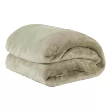 Cobertor Paulo Cezar Enxovais Fleece Casal Cor Cáqui Com Design Liso De 2.2m X 1.8m