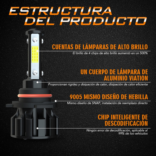 4 Lados, 6000k, 9005 9006 Kit De Faros Led Luz Alta Y Baja Foto 6