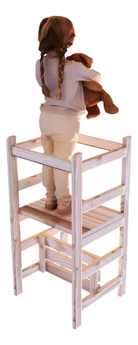 Torre De Aprendizagem Montessoriana Madeira Marrom-claro