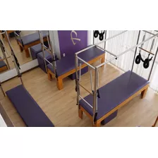 Kit Completo Pilates Avançado Personalizado Em Couro Madeira