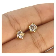 Par De Brincos Solitário Pedra Zircônia 5mm Folheado Ouro18k