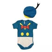 Body Infantil Bebê Menino - Pato Donald Com Boina