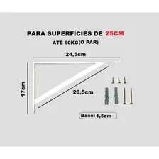 Kit 2 Peças Sup. Prateleira Mão Francesa 25 Cm Forte Branca