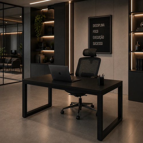Mesa Para Estudo 120cm Moderna E Funcional Preto