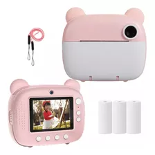 Câmera De Impressão Instantânea Digital Rosa Para Crianças C
