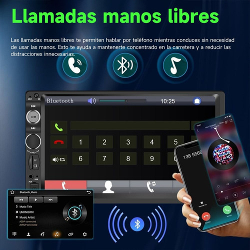 Estreo Auto 2 Din Carplay Manos Libres Radio Receptor Mp5 Foto 4