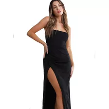 Vestido Strapless Con Tajo Tipo Corset