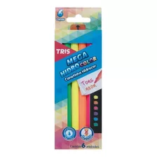 Caneta Hidrocor Tris Mega Hidro Color 6 Cores Neon