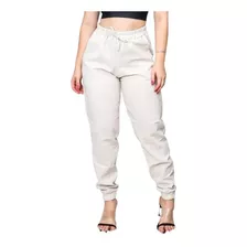  Calça Feminina Bomber Jogger Estilosa Linho C/ Bolso Full