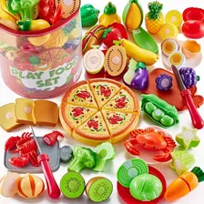 Juguete Cocina Para Niñas 76pz Corta Frutas Verduras Pizzas