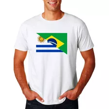 Camiseta Adulto Infantil Bandeira Brasil E Uruguai Futebol