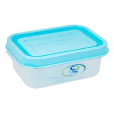 Taper Hermetico Picnic Rectangular 350ml Tapa Celeste Crom