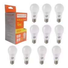 Kit 10 Lâmpada Led 15w Bulbo E27 Bivolt 3000k Branco Quente