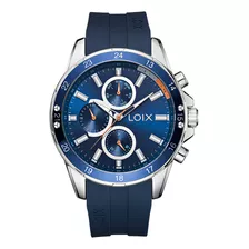 Reloj Loix Hombre L2140-3 Negro Con Plateado, Tablero Azul