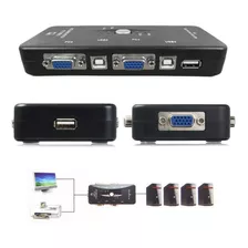 Switch Kvm Usb / Vga De 4 Puertos + 4 Cables Usb + 4 Vga 