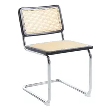 Silla Breuer Madera Y Rattan - Negra