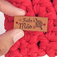 Feito A Mão Crochê Croché - Etiqueta Couro Personalizada