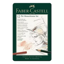 Lápis Monocromático Faber Castell Estojo Metálico 12 Peças