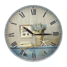 Reloj De Pared Mdf D28.8x3.5cm Repisa De Mar