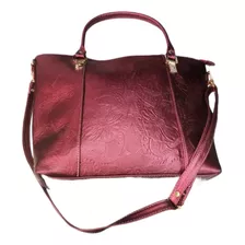 Bolso Artesanal Piel Genuina Grabada Cincelado Flores Mujer