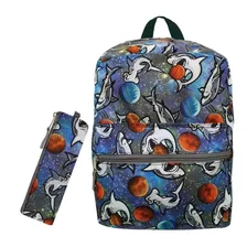 Mochila Y Lapicera Niños Set 2 Piezas Tiburones Divertidos 