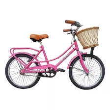 Bicicleta Paseo Infantil Le Bike Classic Vintage 2021 R20 Frenos V-brakes Color Fucsia Con Pie De Apoyo 