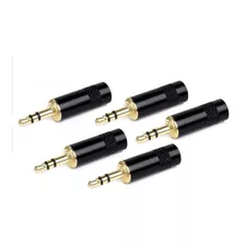 Plug P2 Stereo Profissional Metal Preto Dourado Kit Com 30