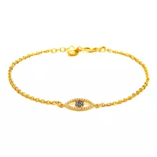 Pulseira Feminina De Ouro 18k Olho Grego Zircônias