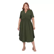 Vestido Transpassado Elastex Moda Plus Size Midi Evangélico 