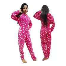 Pijama Macacão Soft Feminino Inverno Com Capuz