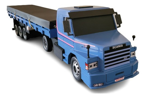 Carreta Bitrem Scania Bau Madeira Brinquedo 7eixo Cocacola